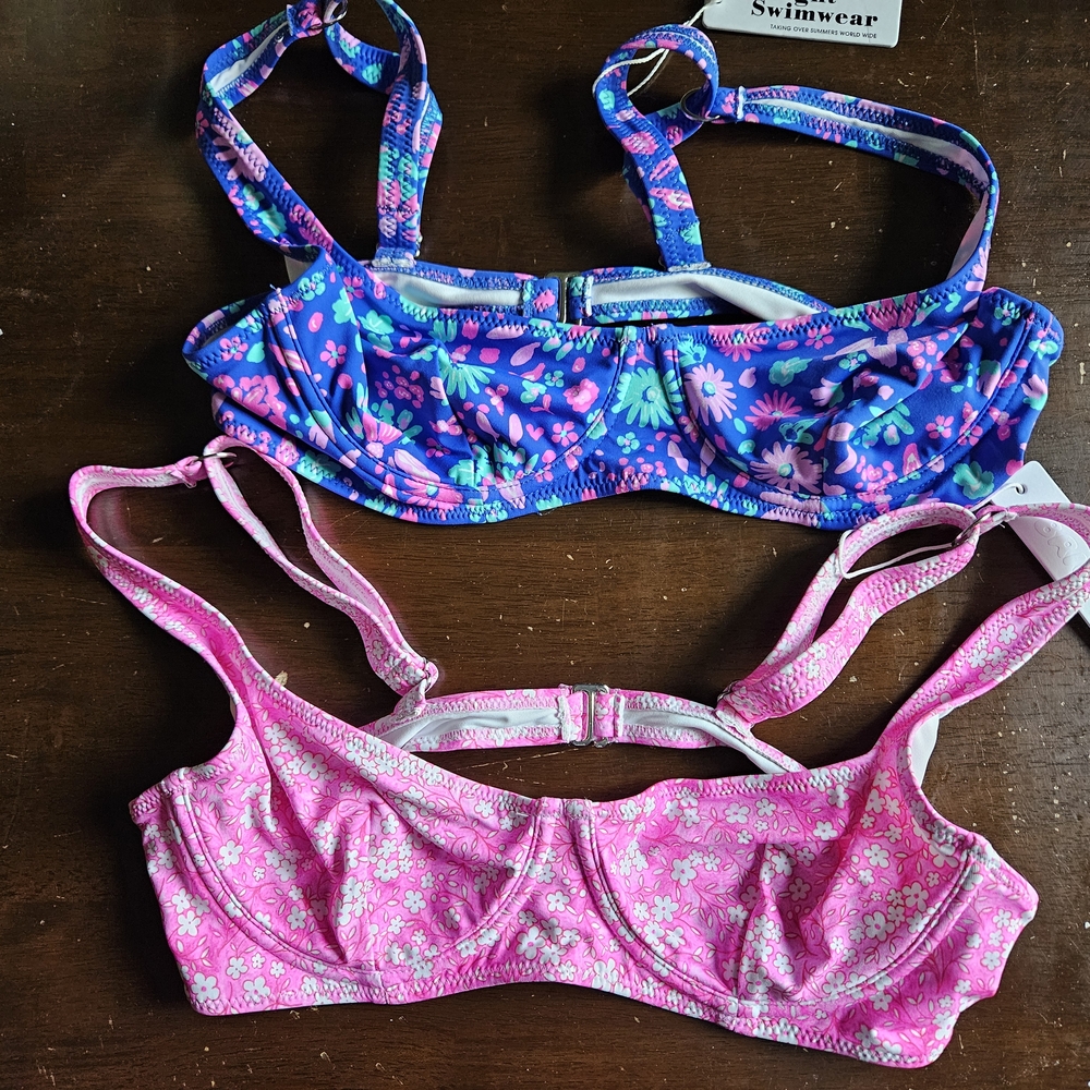 Vibrant Blue and Pink Bikini with Adjustable Straps